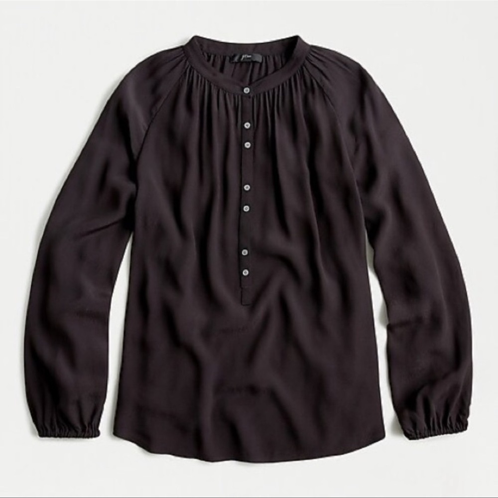 J. Crew Black Popover Blouse